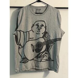 TRUE RELIGION - Men's Oversized Buddha Crew Tee - Gray, Size 2XL